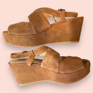 Sacha London Denver Wedge Sandel Brown Size 8.5